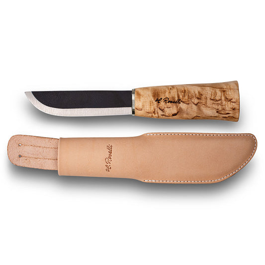 Finsk handgjort bushcraft kniv från Roselli i modellen "Lilla Leuku" i knivblad av kolstål